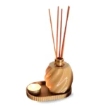 Porta Difusor Saphirus y Bandeja Organizadora – Diseño Escultórico Dorado Metalizado Impresión 3D