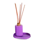 Set porta difusor Saphirus cilíndrico y porta objetos. Base 2-en-1 impresa en 3D de color negro con textura acanalada